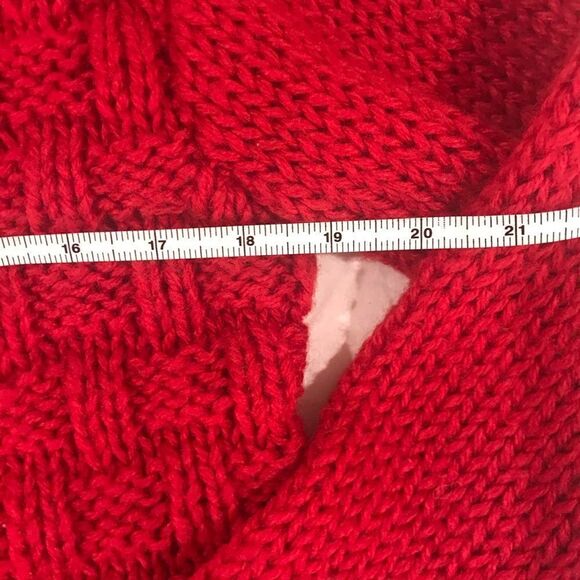 Hand made red acrylic knit cardigan Bennington - Picture 2 of 5
